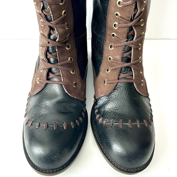 Anthropologie Schuler & Sons Whipstitched Knee High Riding Boots Black Leather 9 - Picture 11 of 15